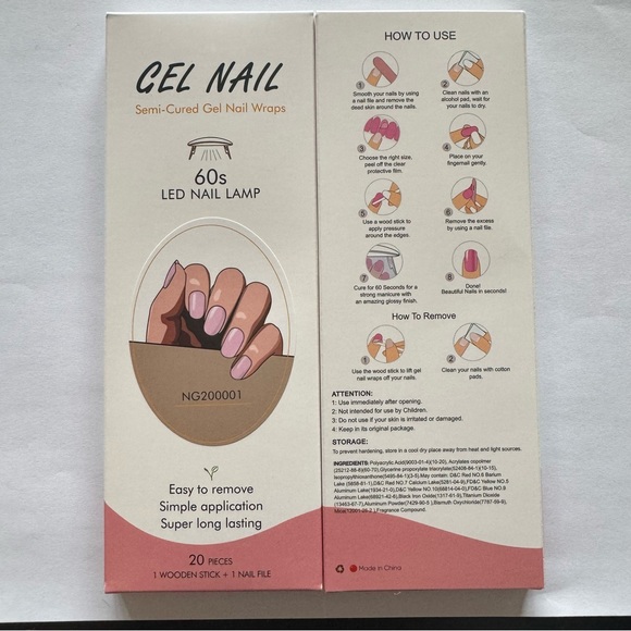 5/$25! Gel Nail Semi-Cured Gel Nail Wraps with wooden stick & Nail file - Picture 3 of 5
